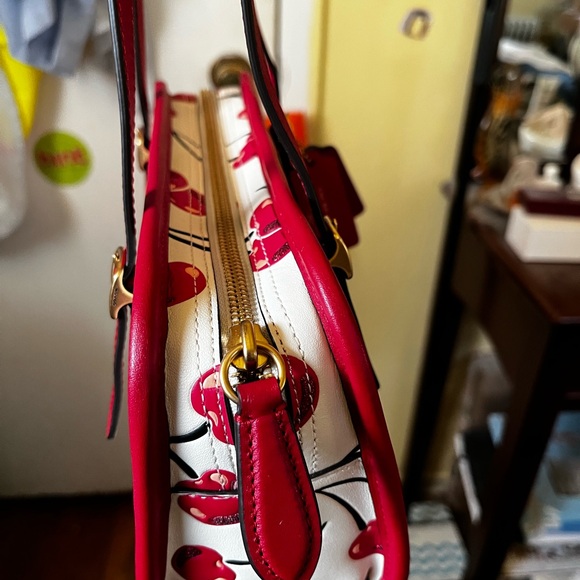Coach Swing Zip Cherry Print Leather Bag - Picture 5 of 16
